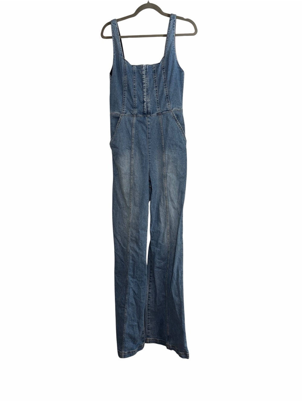 Alice + Olivia Chels Denim Corset Sleveless Jumpsuit Jeans - Light Blue - Picture 3 of 11
